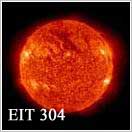 Снимок Солнца на длине волны 304 Ангстрем.