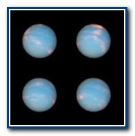 Четыре фото Непту́на с космического телескопа Хаббл