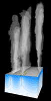 Художественное изображение гейзеров на Энцеладе