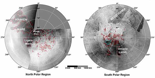 Северное и южное полушария Титана