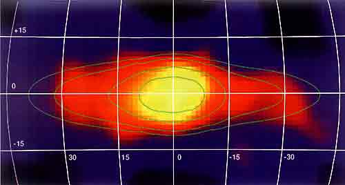 рисунок 6. Карта излучения хребта Галактики, полученная обсерваторией Интеграл.