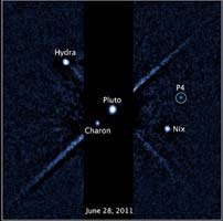 Открытие четвёртого спутника Плутона. Изображение получено телескопом Хаббл.