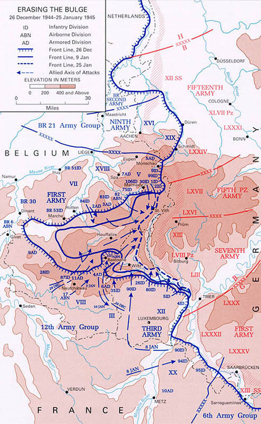 Контрнаступление союзников и ликвидация ими Арденнского выступа: 25 декабря 1944 — 29 января 1945